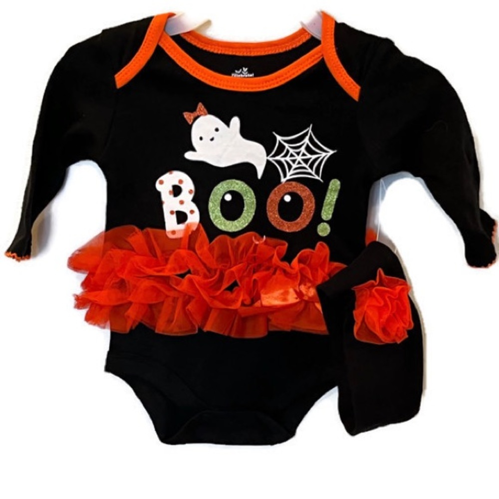 NEW Baby Girls Halloween Onesie Outfit Set with Headband